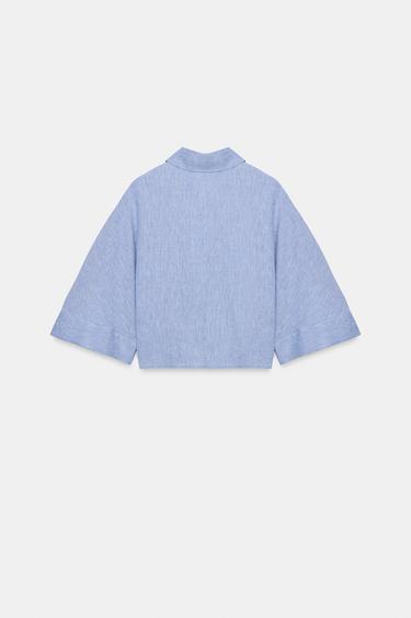 LINEN BLEND SHIRT WITH KNOT - Light blue by Zara - Image 4