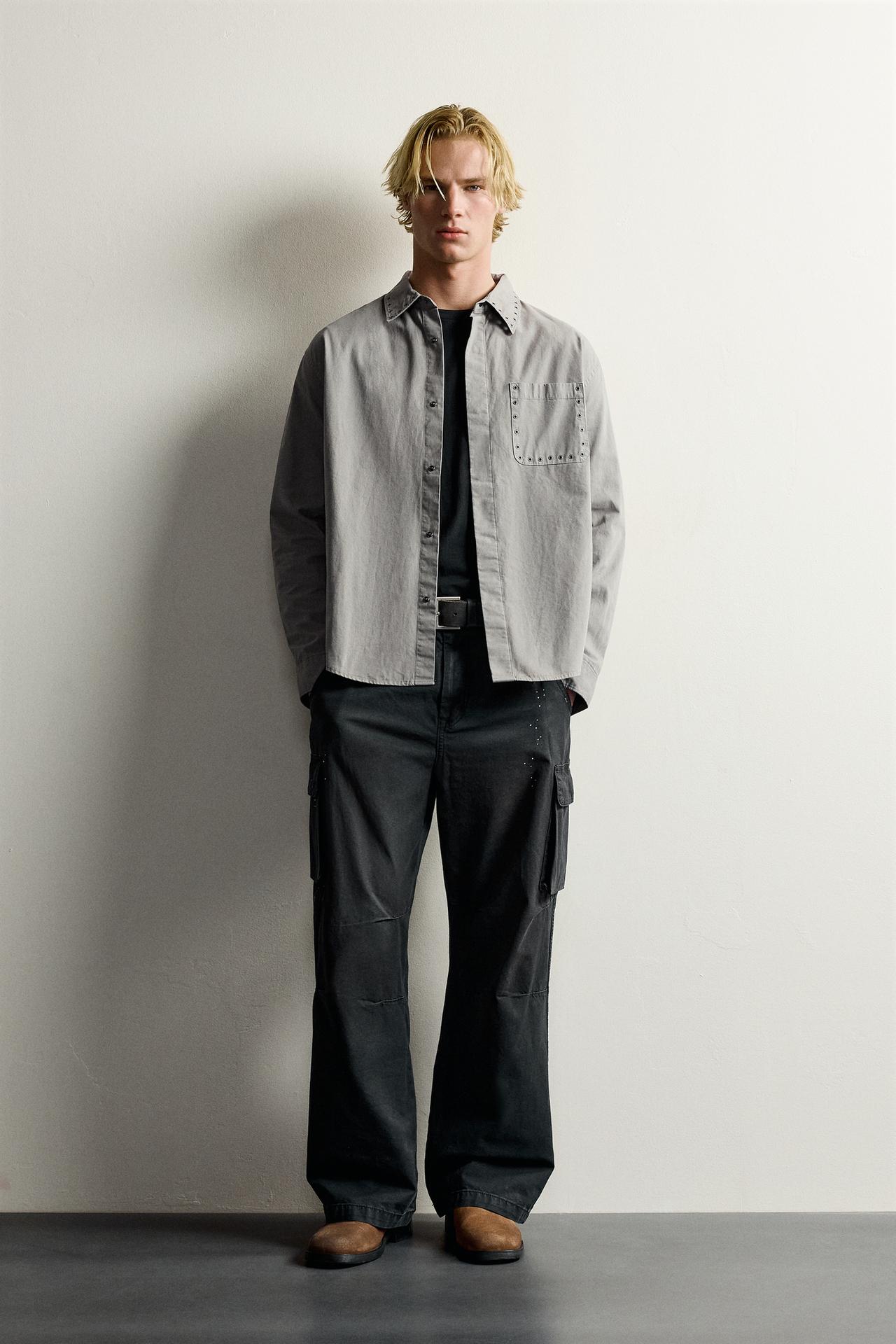 РУБАШКА RELAXED FIT С МЕТАЛЛИЧЕСКИМИ ЛЮВЕРСАМИ