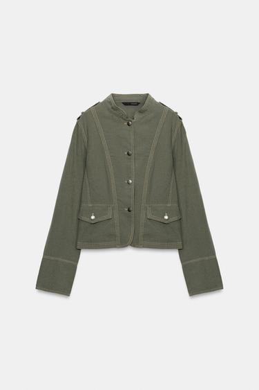 FLUID BLAZER WITH TOPSTITCHING - Khaki by Zara