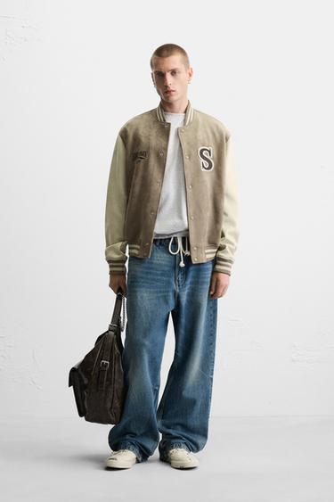 Zara FAUX SUEDE PATCH EMBROIDERED JACKET - Light gray - Image 0