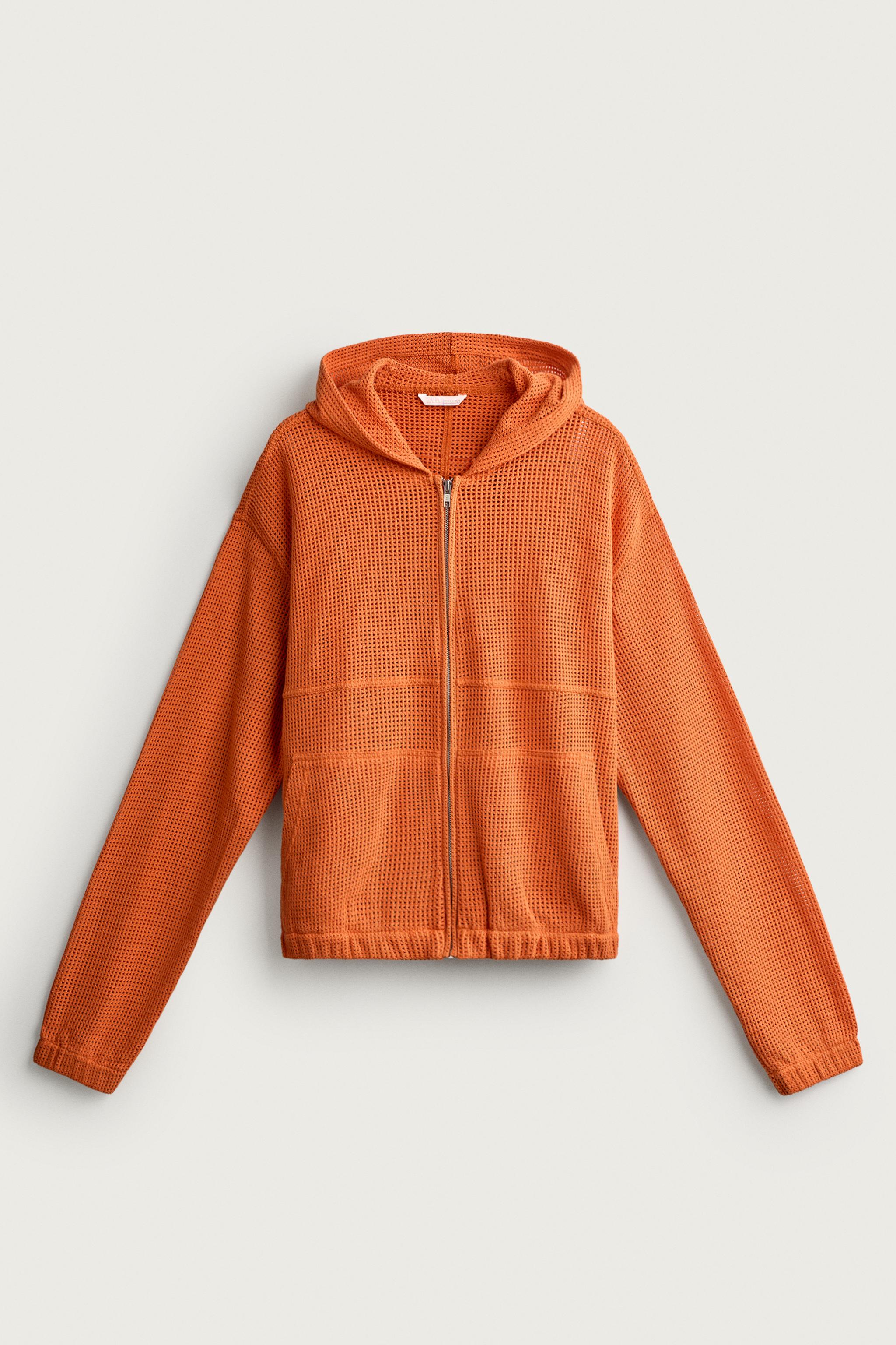 RELAXED FIT MESH OVERSHIRT — Orange