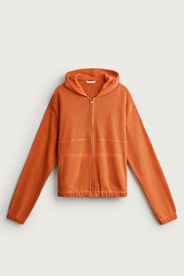 KËMISHË RELAXED FIT ME STRUKTURË RRJETË - Portokalli nga Zara
