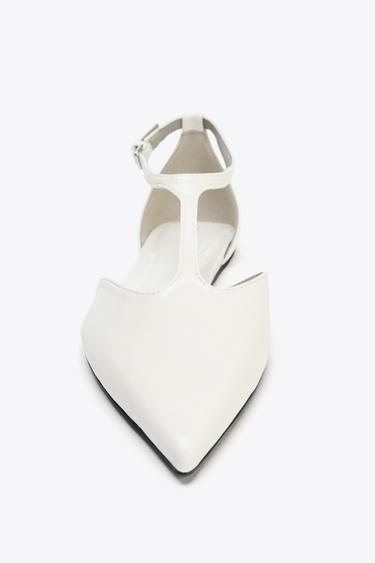 FLAT SHOES WITH ANKLE STRAP - Ecru White by Zara - Image 3