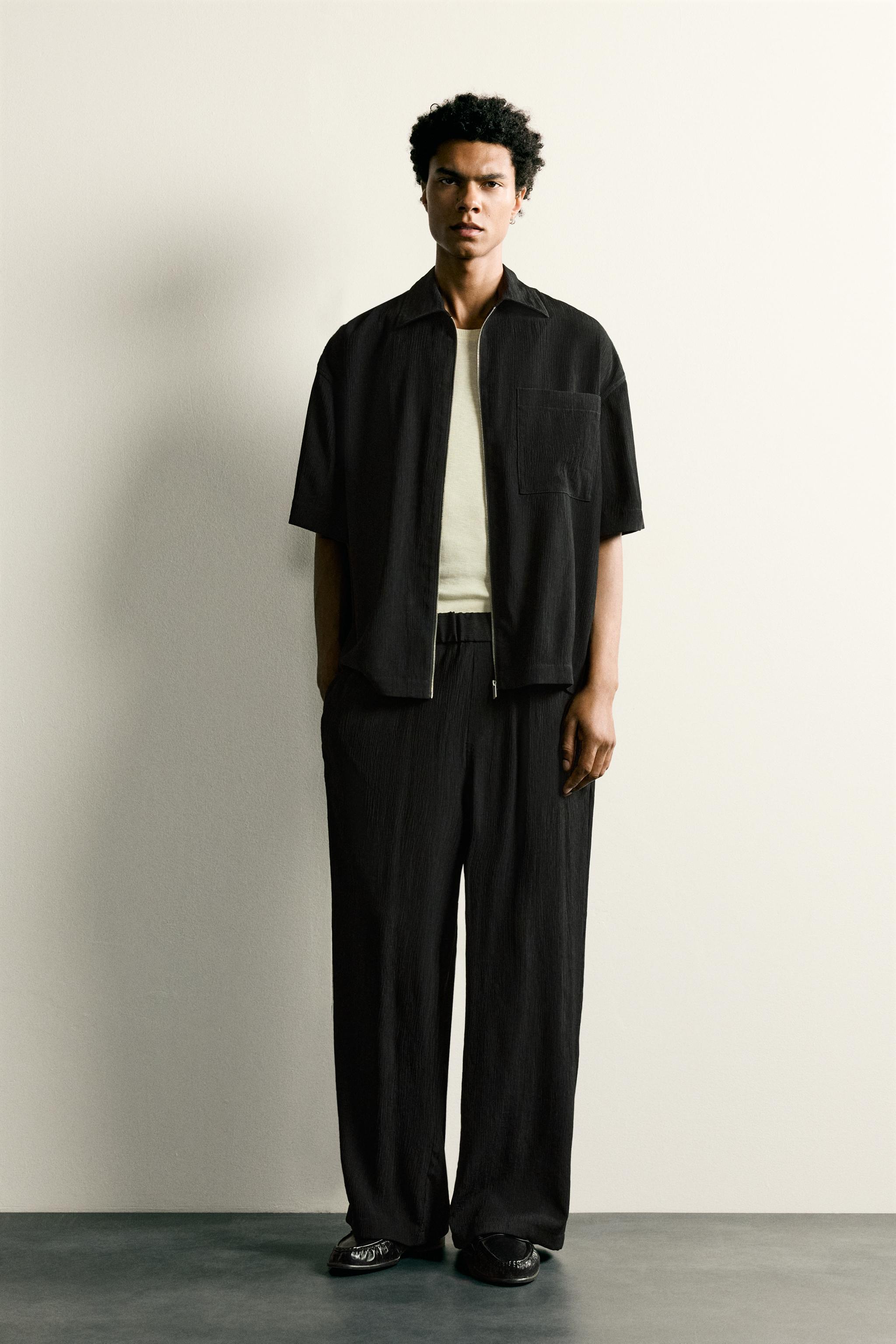 リラックスフィットテクスチャードパンツ - ブラック | ZARA Japan / 日本
