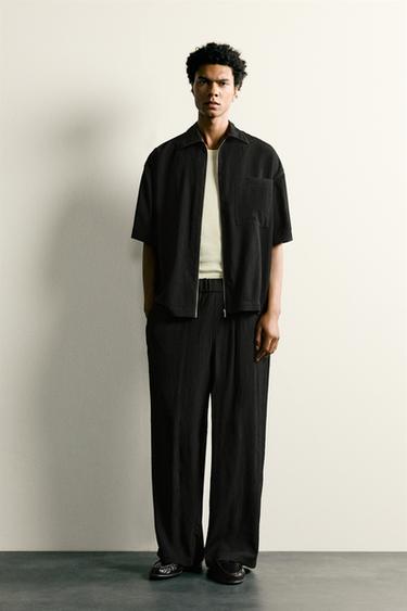 QUẦN ỐNG SUÔNG DẬP NỔI - Màu đen từ Zara