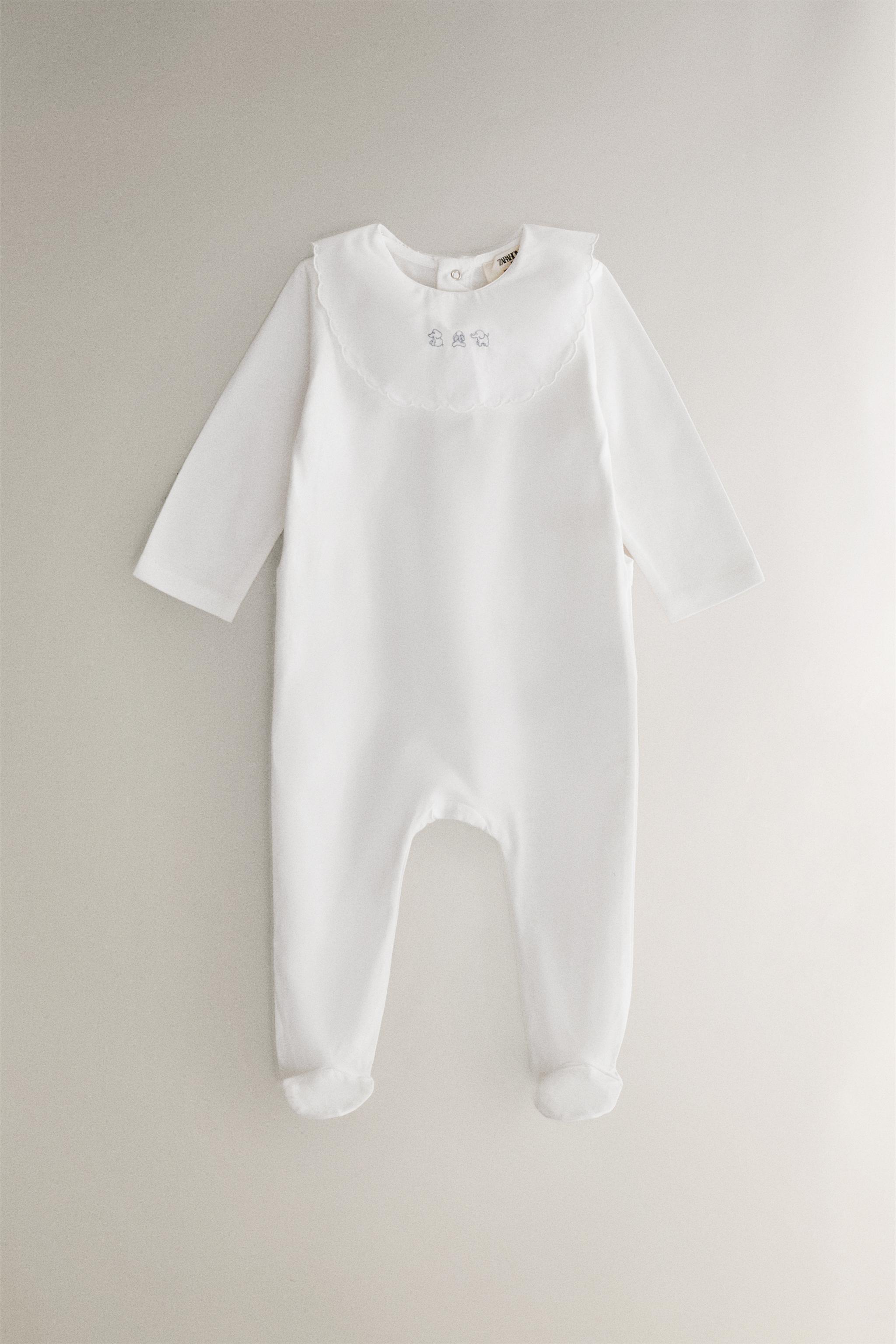 CHILDREN'S EMBROIDERED ELEPHANT ROMPER - Oyster-white | ZARA