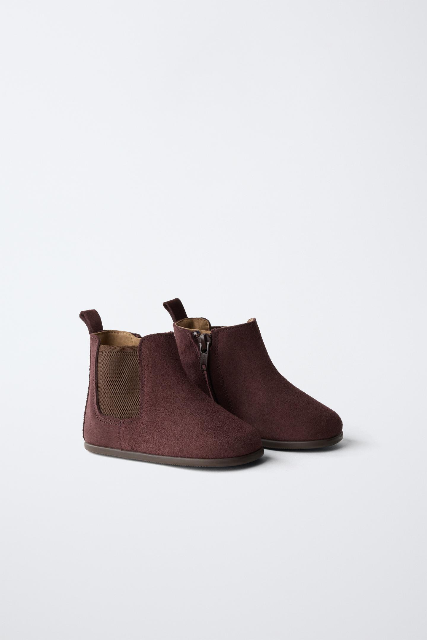 Детские ботинки Zara Leather Chelsea, цвет: Баклажановый — фото 2