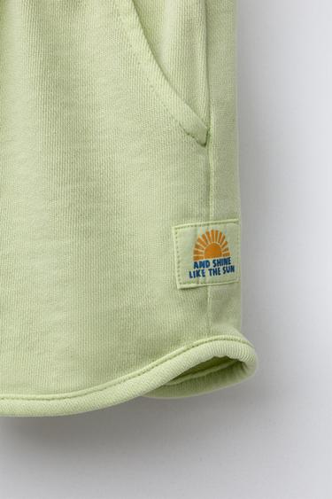 STRAIGHT FIT GARMENT-DYED PLUSH BERMUDA SHORTS WITH LABEL - Lime by Zara - Image 3
