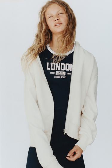 TEXT RIBBED DRESS - Navy blue by Zara