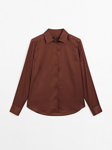 Zara Flowing satin shirt - Mink marl
