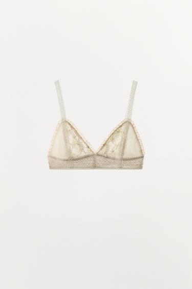 REggiseno triangolare ricamato in pizzo - Écru di Zara