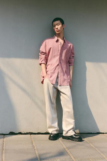 STRIPED SHIRT WITH POCKET - Pink by Zara - Image 0