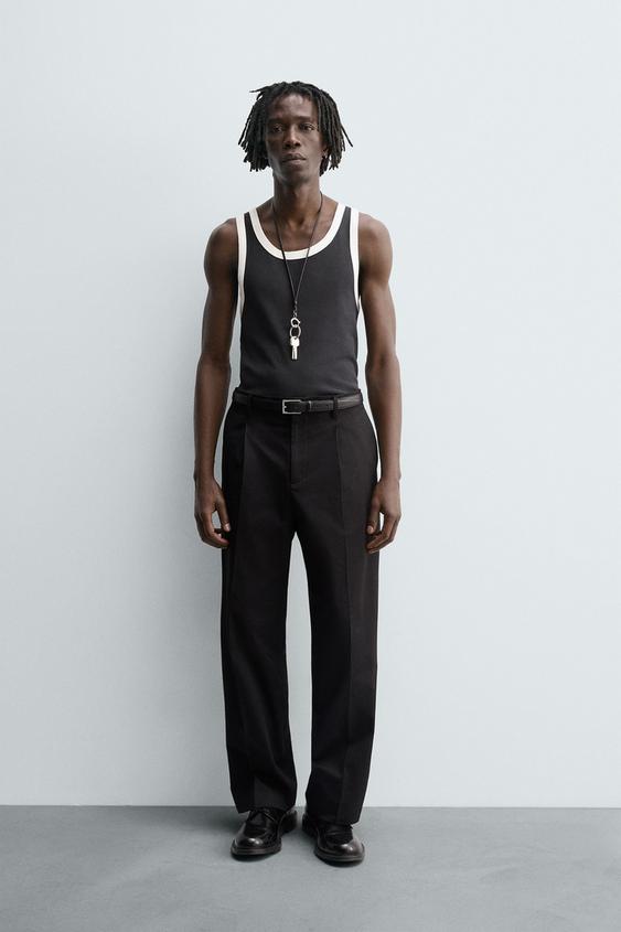 CONTRAST RIB TANK TOP