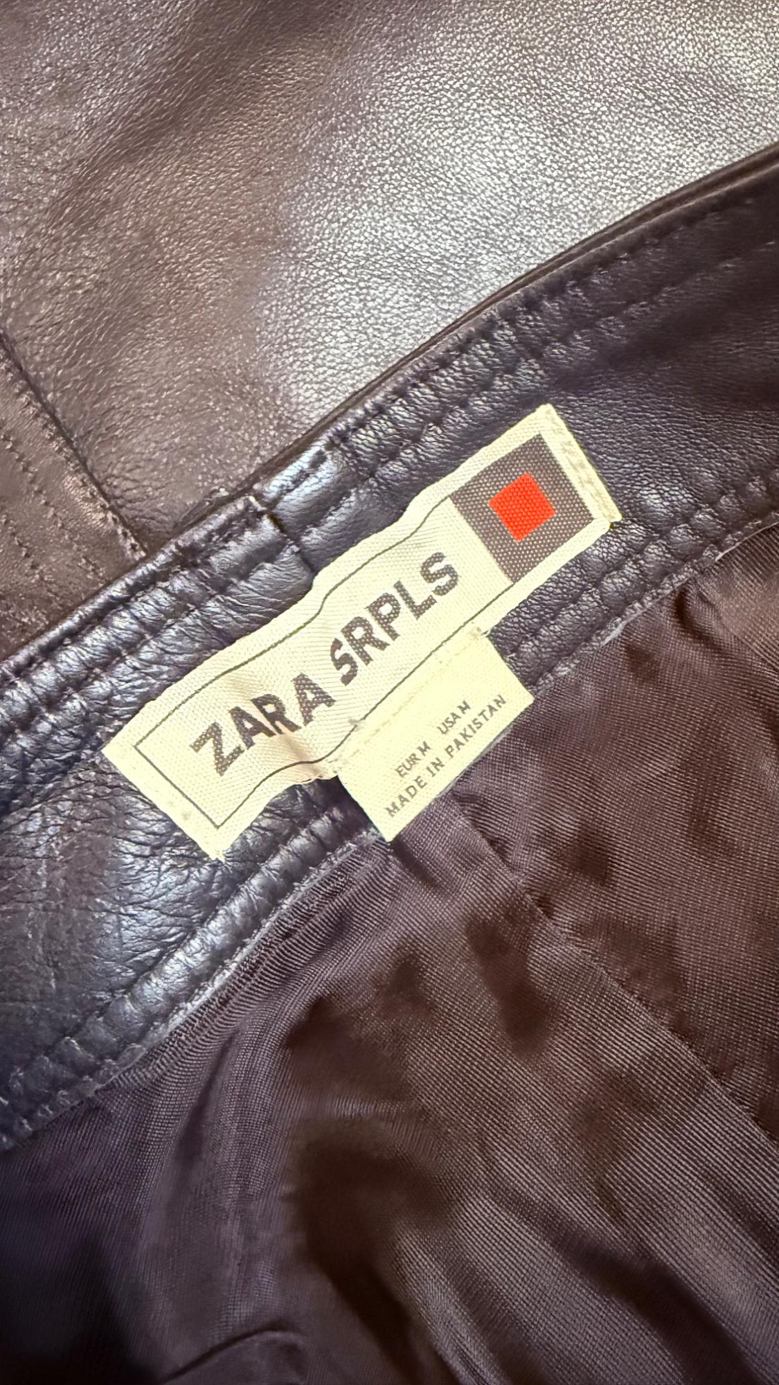 SRPLS BLACK SHEEP LEATHER ZIP LEG PANTS | SECOND HAND | Zara Preowned