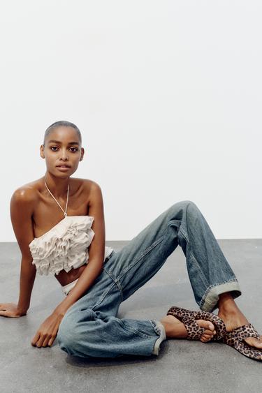 ANIMAL PRINT FLATFORM SANDALS - Leopard by Zara
