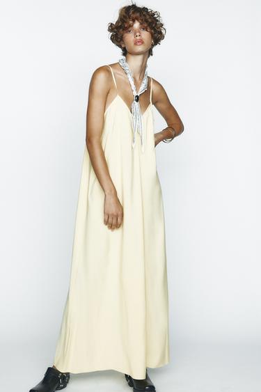 VESTIDO MIDI FLUIDO - Amarillo de Zara