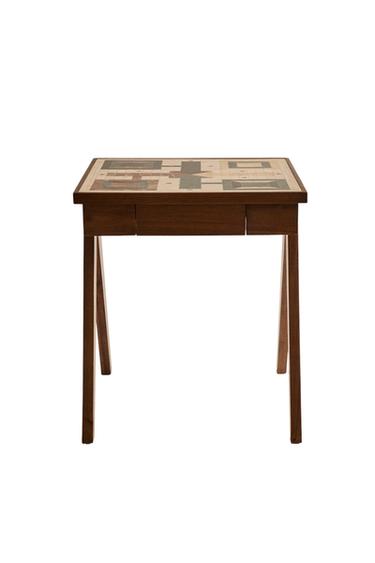 SIDE TABLE WITH MARBLE PARCHÍS BOARD - Dark brown by Zara