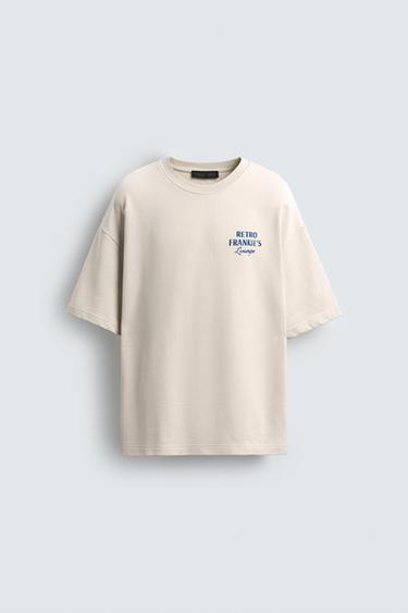 Zara WASHED PRINTED GRAPHIC SWEATSHIRT - Mid-ecru