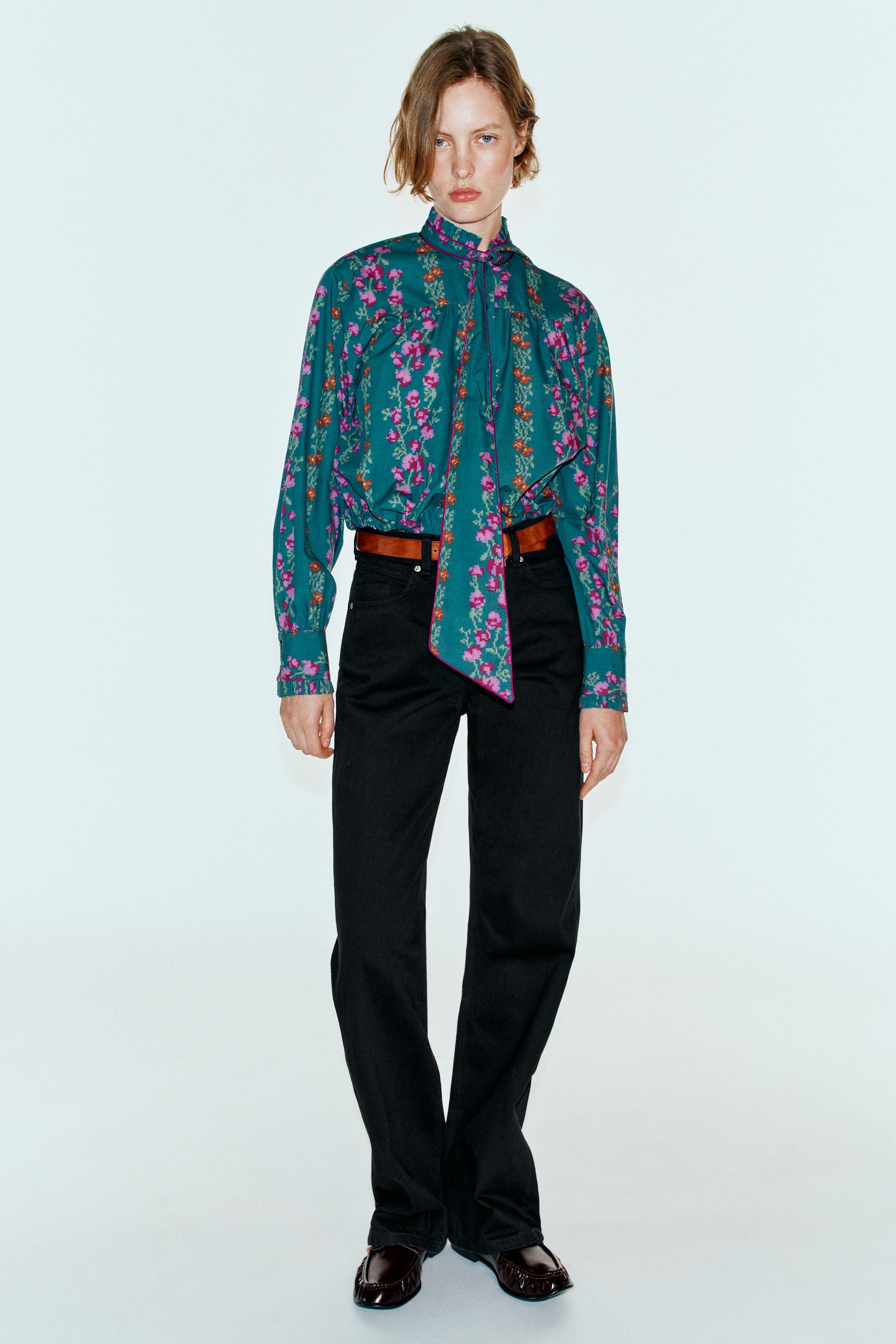 FLORAL PRINT BALLOON SHIRT