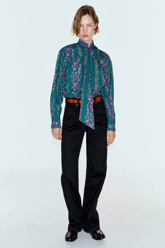 CAMISA GLOBO ESTAMPADO FLORAL - Multicolor de Zara - Imagen 0