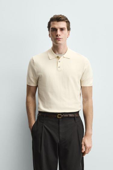 POLO PUNTO REGULAR FIT - Blanco roto de Zara