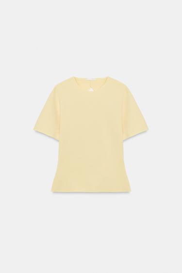 CUT-OUT SHORT SLEEVE TOP - Light yellow by Zara