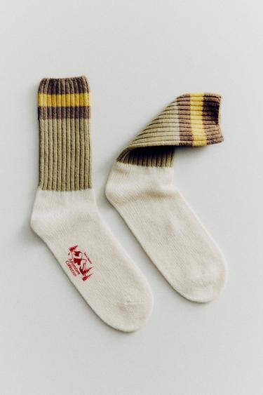 STRIPED WOOL SOCKS — Yellow 1