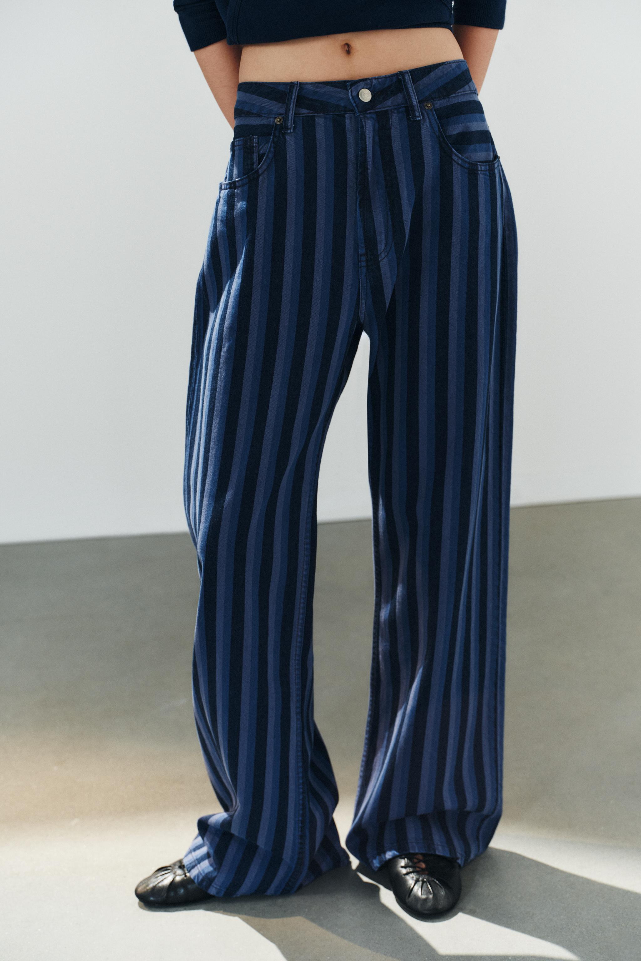 TRF MID-RISE STRIPED JEANS
