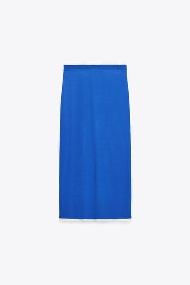 JUPE MIDI EN MAILLE DOUBLE ÉPAISSEUR - Bleu roi de Zara - Image 4