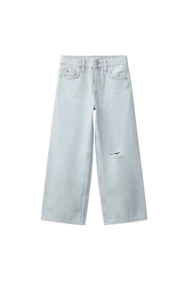 JEANS WIDE LEG ROTOS - Azul claro de Zara