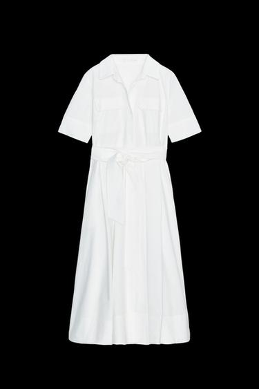 MIDI-KLEID AUS POPELINE ZW COLLECTION - Cremefarben von Zara - Bild 0