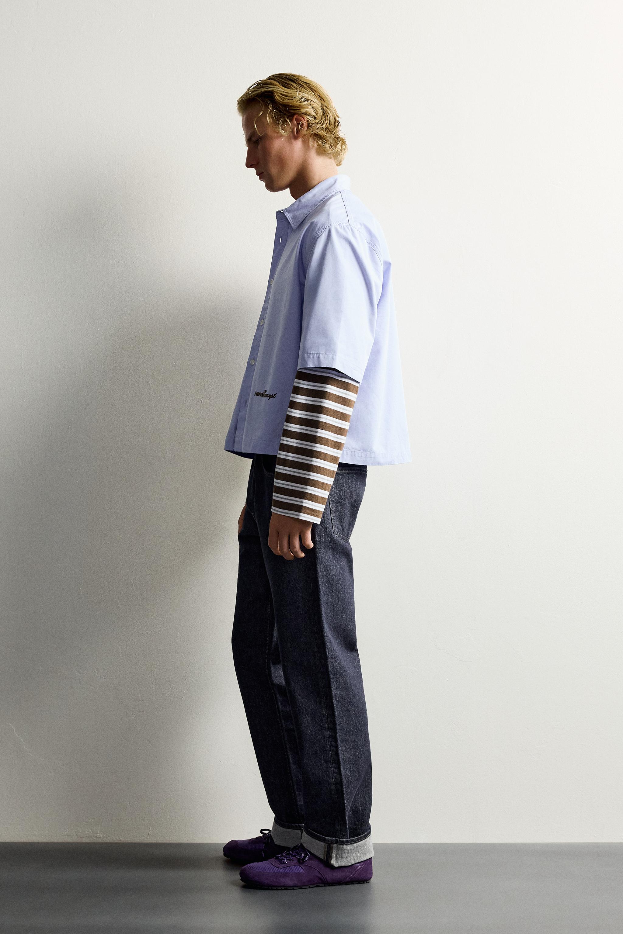 CHEMISE MANCHES EFFET SUPERPOSITION RAYURES