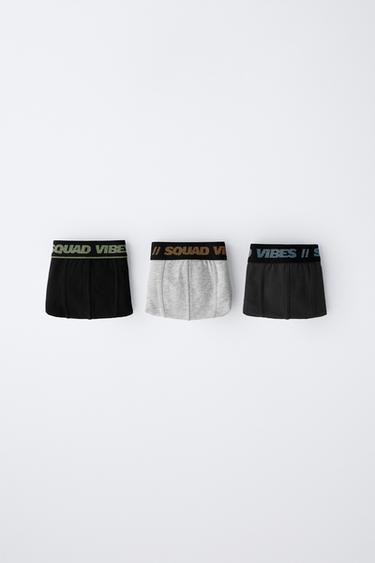 6-14 YEARS/ THREE-PACK OF TEXT BOXERS - Black by Zara - Image 0