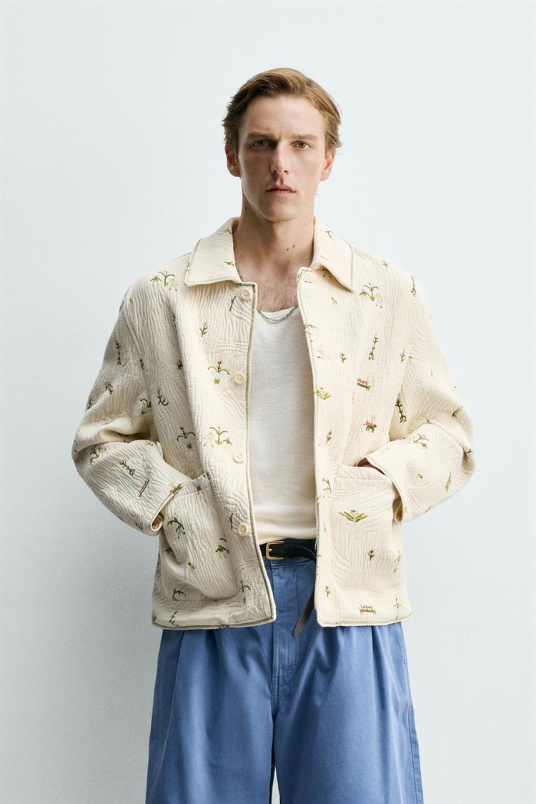 ZARA FLORAL EMBROIDERY JACQUARD JACKET