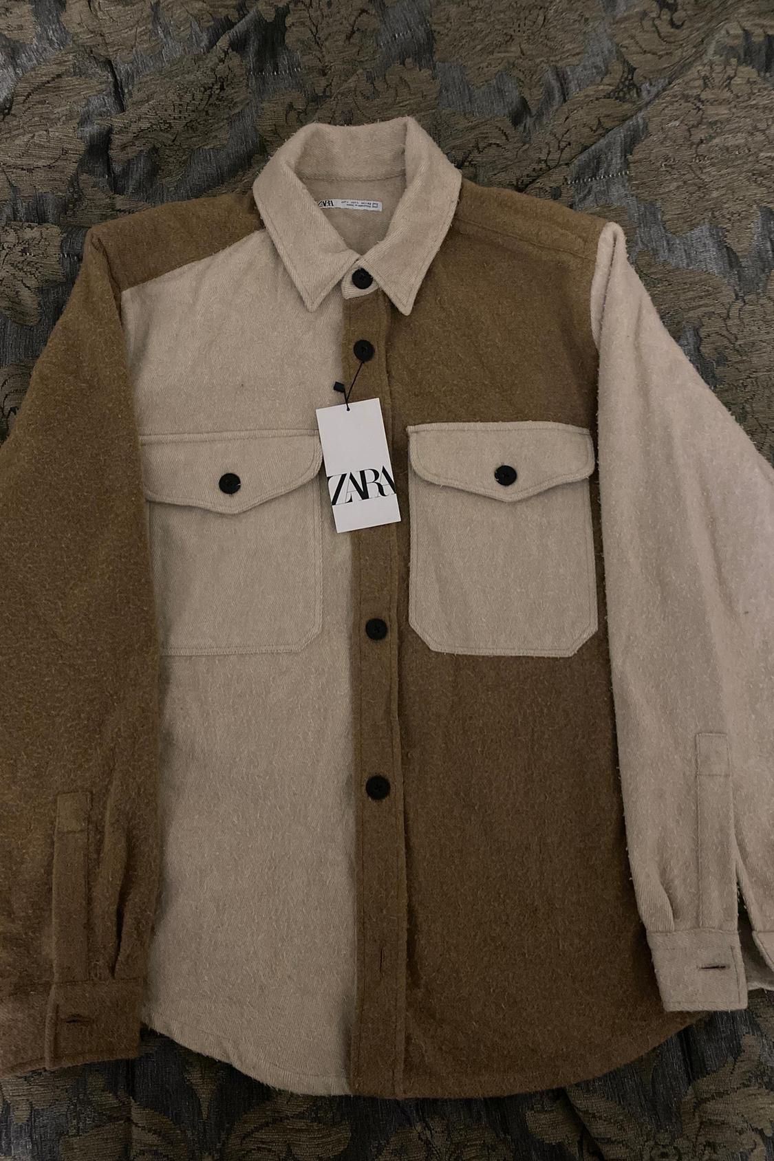 BRUSHED COLOUR BLOCK OVERSHIRT