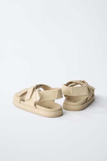 SANDALES EN CUIR - Marron sable de Zara - Image 7