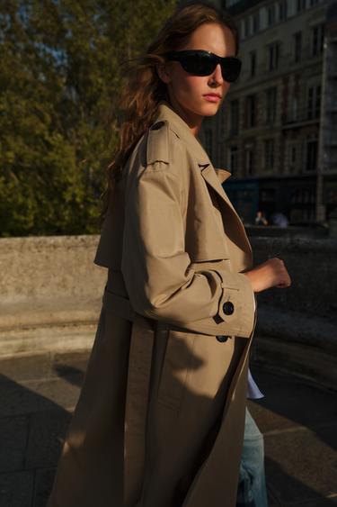 LONG DOUBLE-BREASTED TRENCH COAT WITH BELT - Light camel by Zara - Image 5
