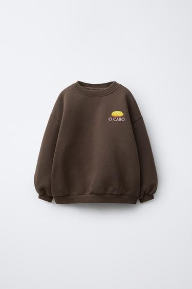 ÁO NỈ THÊU HỌA TIẾT NHÀ HÀNG O CABO X ZARA - Màu nâu từ Zara - Hình ảnh 0