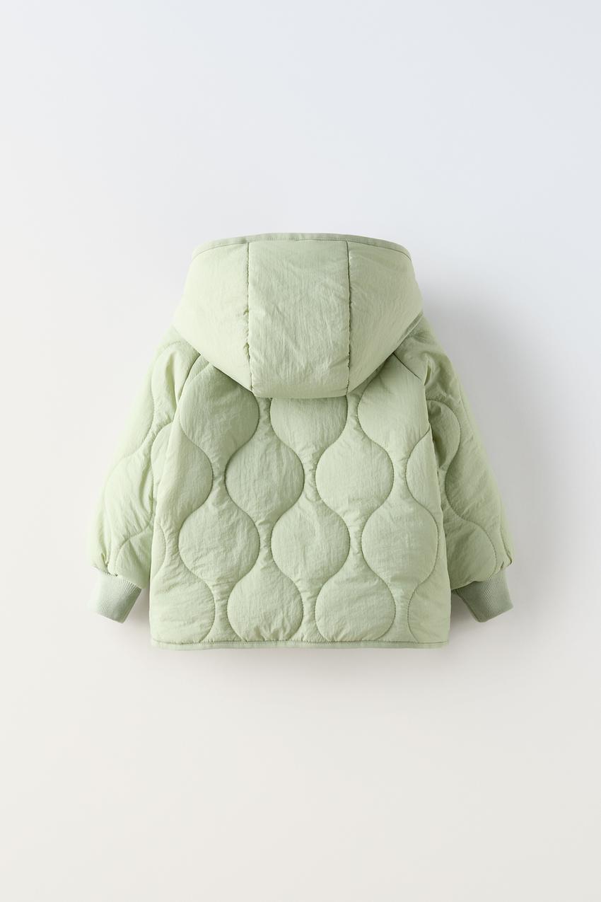 WATER REPELLENT HOODED QUILTED JACKET - Light mint green | ZARA United  States