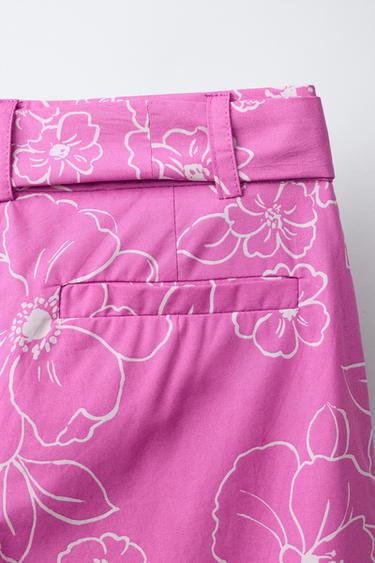 FLORAL PRINT TROUSERS WITH SASH - Pink / White by Zara - Image 3