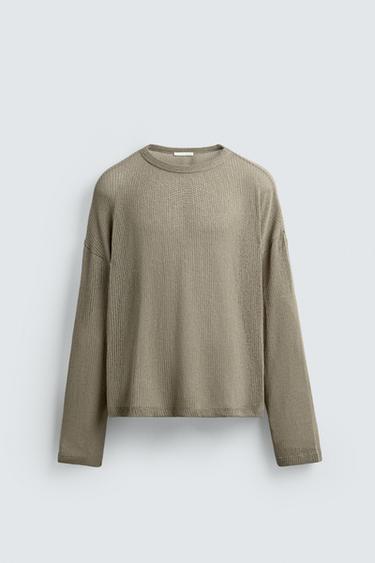მაისური აჟურული სტრუქტურა - Zara-ს Brown / Taupe