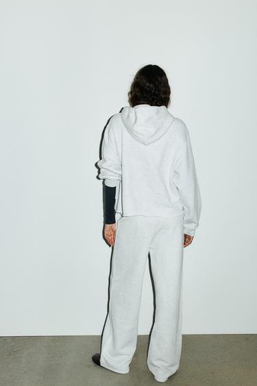 PANTALON DROIT MOLLETON PASSANTS - Gris chiné de Zara - Image 4