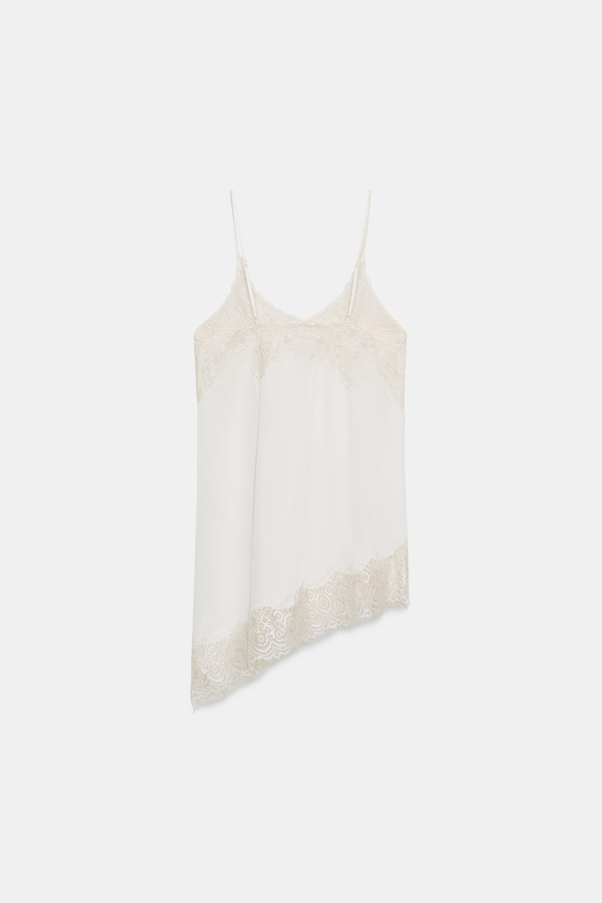 ZW COLLECTION レーストリムトップス - ホワイト | ZARA Japan / 日本