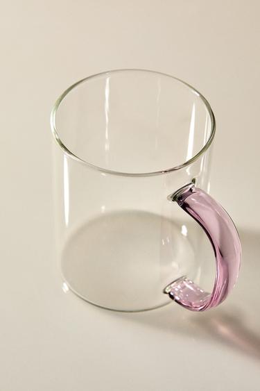 Zara BOROSILICATE GLASS MUG WITH COLORED HANDLE - Pink