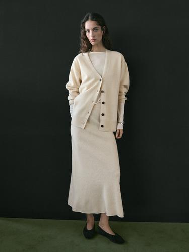 Cárdigan punto cuello pico lana alpaca - Amarillo de Zara - Imagen 0