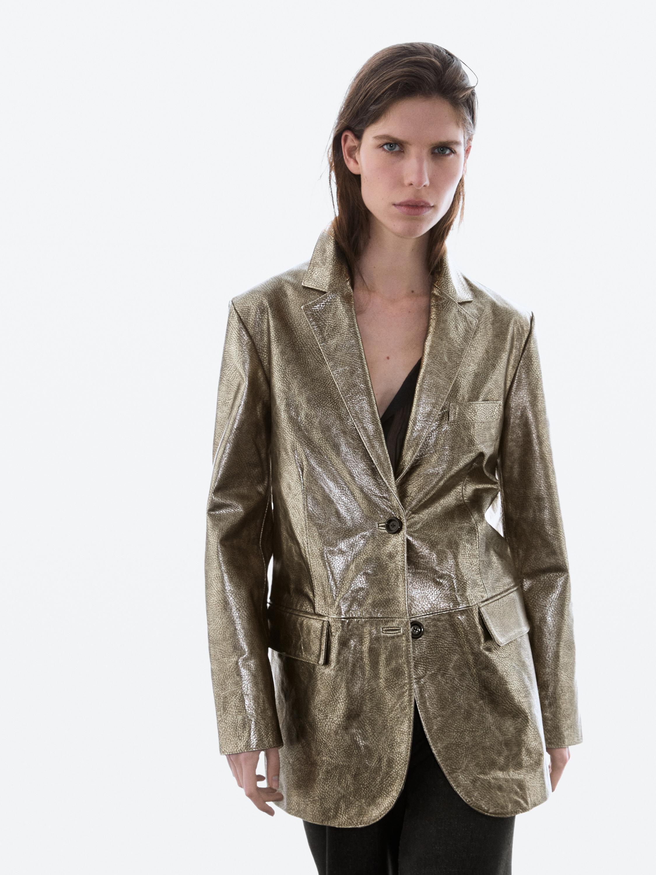 Metallic nappa leather blazer