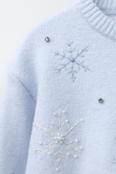 PULL EN MAILLE FLOCONS DE NEIGE - Bleu clair de Zara - Image 2