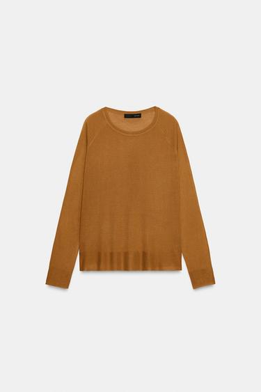 PULL EN MAILLE FINE - Moutarde de Zara - Image 6