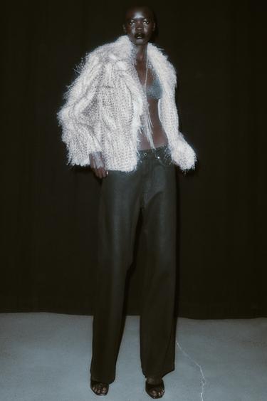 SHORT FAUX FUR COAT - Ecru / Marl by Zara