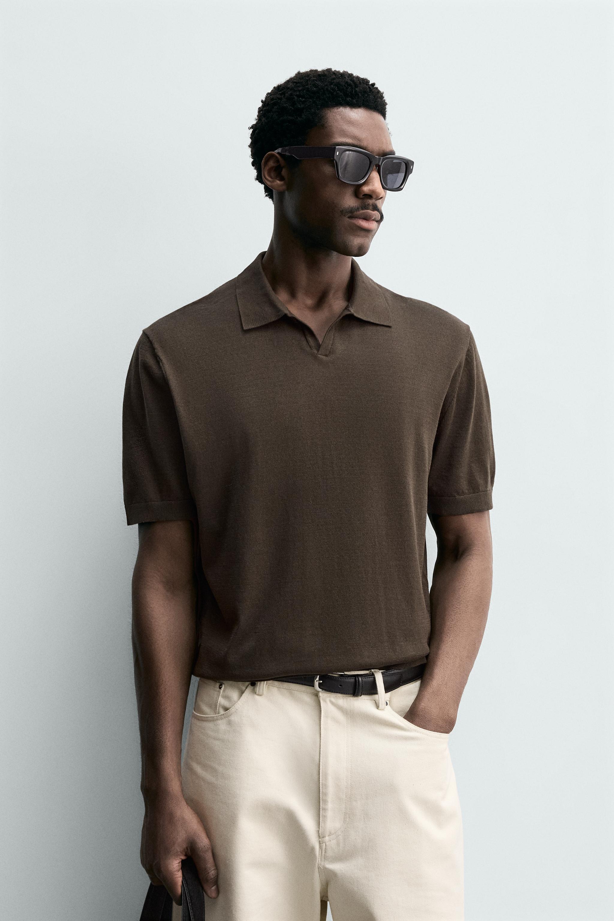 Cotton Knit Short-Sleeve Polo オリーブ 1 REGULAR FIT KNIT POLO SHIRT - Olive green | ZARA Turkey